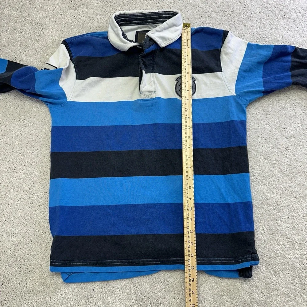 Vintage Timberland Men's Striped Long Sleeve Polo 100% Cotton Medium Y2K